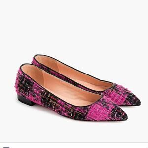 NWB J. Crew Pointed Toe Flats in Tweed